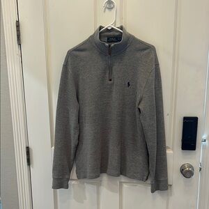 VGUC Polo Ralph Lauren cotton quarter zip. Color is gray. Size medium